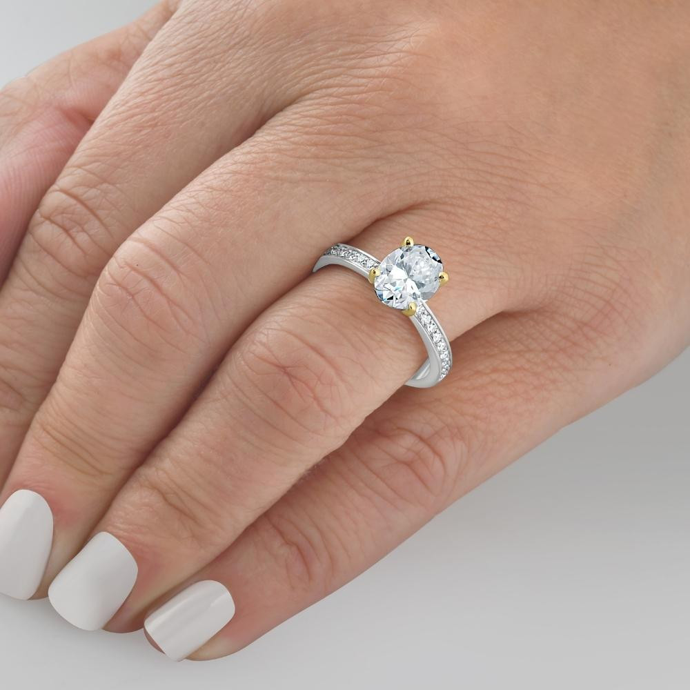 Certified 2 1/4Ct Oval Diamond Engagement Ring 14k Gold Lab Grown (G-H, VS2-SI1)