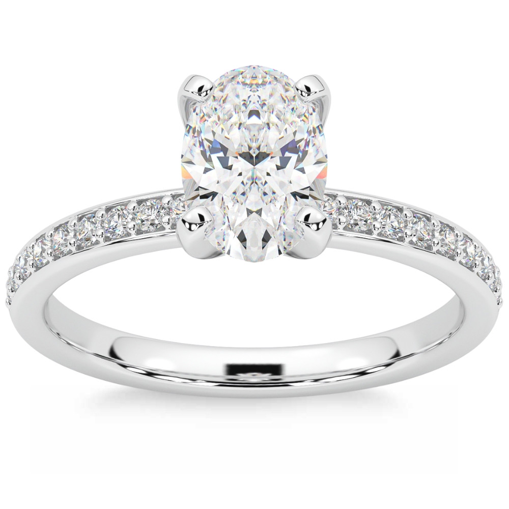 Certified 2 1/4Ct Oval Diamond Engagement Ring 14k Gold Lab Grown (G-H, VS2-SI1)