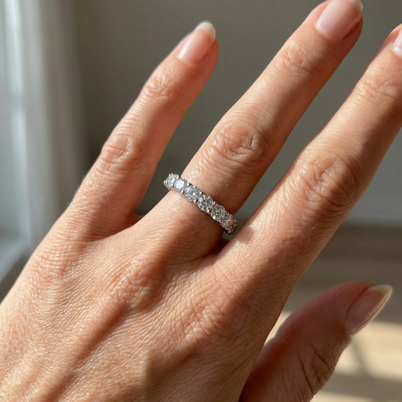 1 1/2 Ct Diamond Eternity Ring Women's Stackable 14k White Gold Band Lab Grown (G-H, SI)