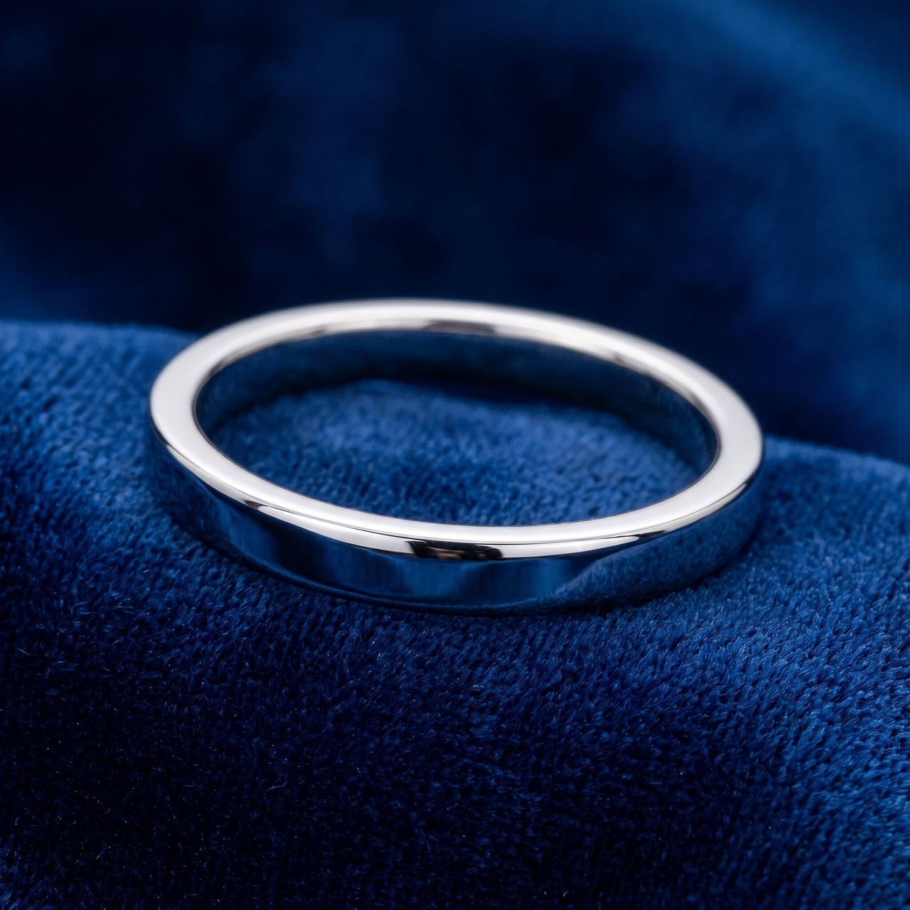 950 Platinum 2mm Flat Comfort Fit Wedding Band Ring
