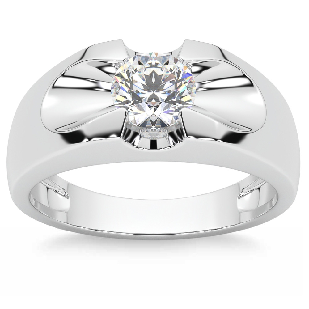 Men's 3/4Ct Solitaire Diamond Wedding Anniversary Ring 14k Gold Band Lab Grown (G-H, VS2-SI1)