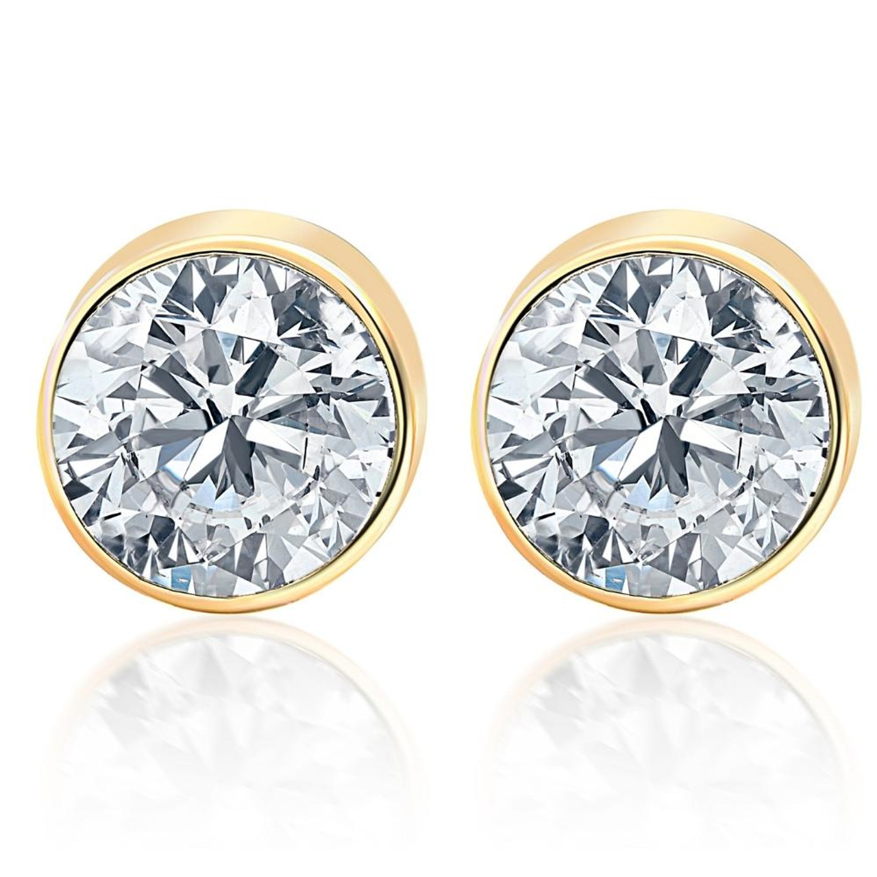 2.00Ct Round Cut Simulated Diamond LV Stud Earrings in 14K Yellow