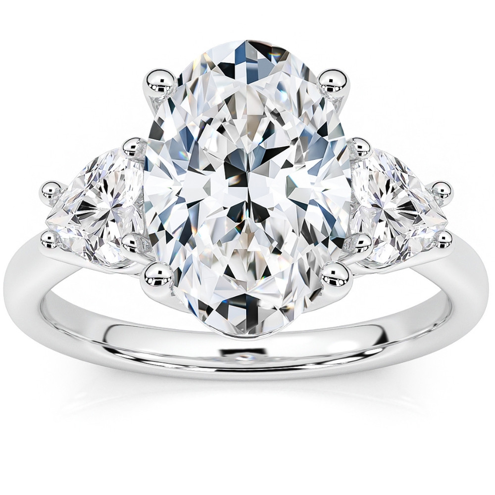 Certified 2 3/4Ct Oval & Heart Shape Diamond Engagement Ring Lab Grown 14k Gold (G-H, VS2-SI1)