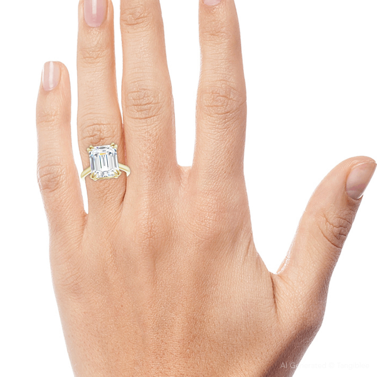 Certified 5Ct Emerald Cut Diamond Designer Engagement Ring Lab Grown 14k Gold (H-I, VS)