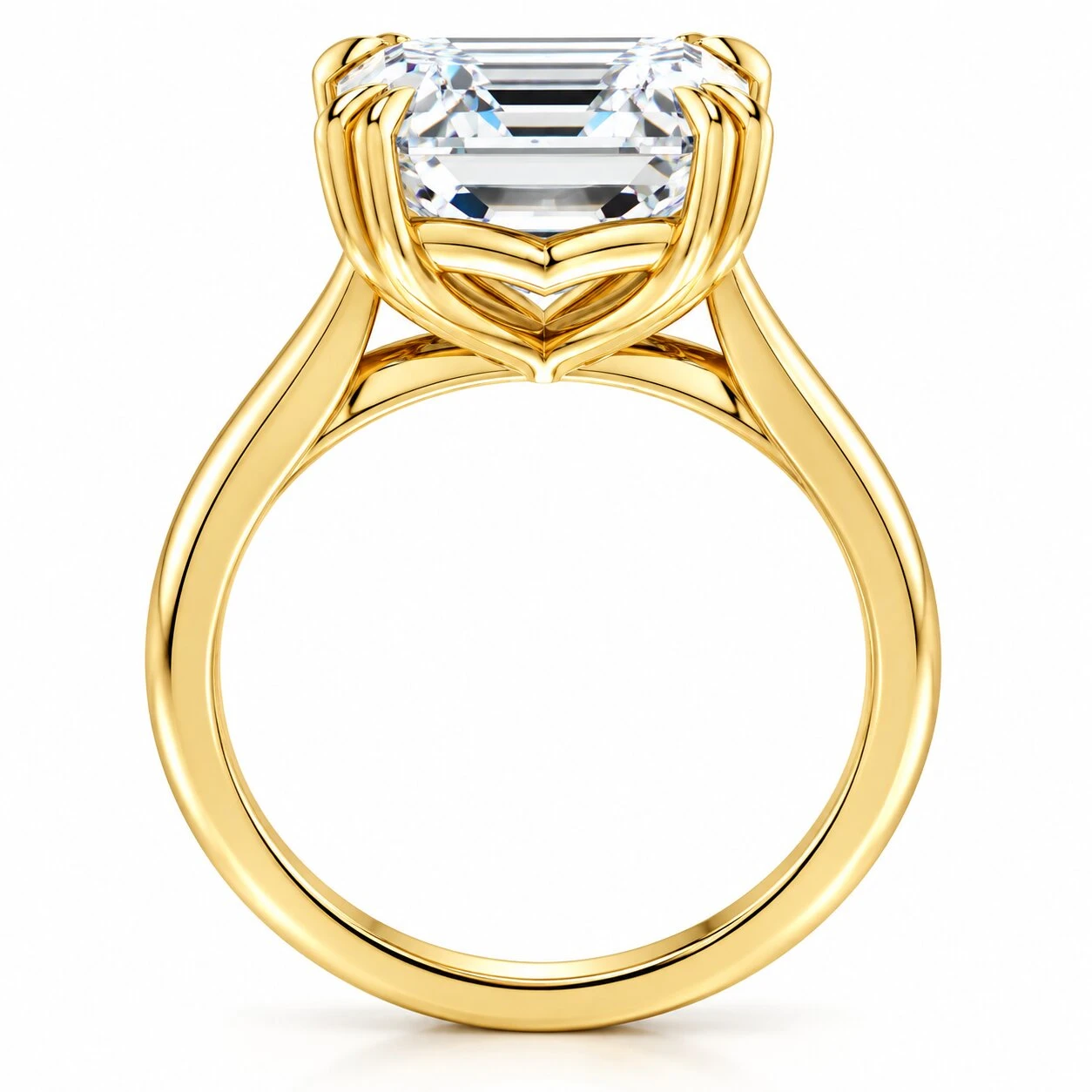 Certified 5Ct Emerald Cut Diamond Designer Engagement Ring Lab Grown 14k Gold (H-I, VS)