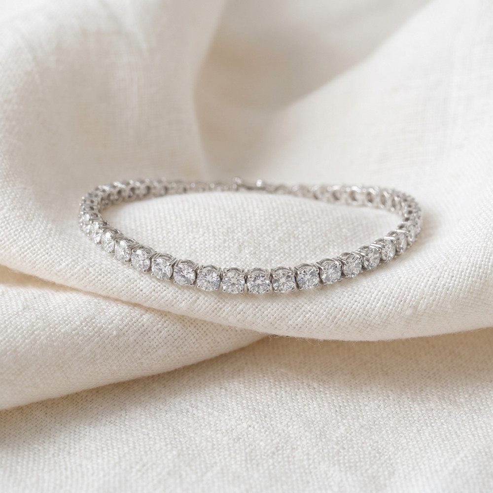 9 TCW 14k White Gold Diamond Round Cut Tennis Bracelet (F-G, VS)