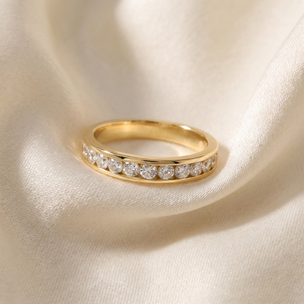 1/2ct 14K Yellow Gold Channel Set Diamond Wedding Ring (G-H, I1)