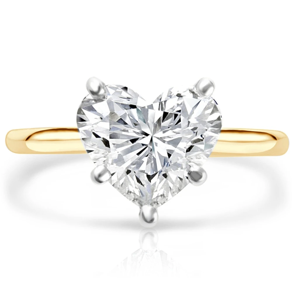 3Ct 14k Gold Certified Lab Grown Heart Cut Diamond Engagement Ring (G-H, VS2-SI1)