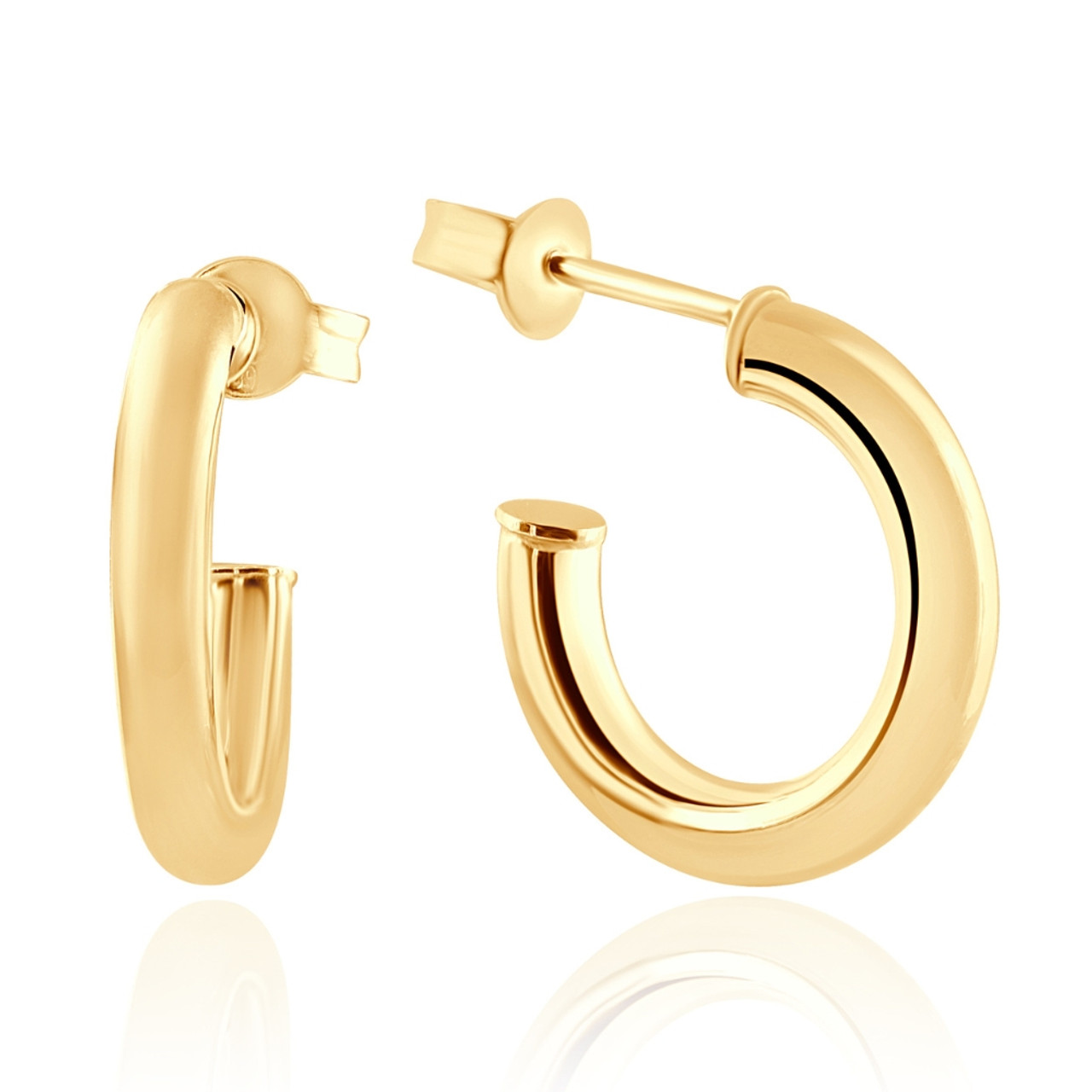 14k Yellow Gold 3mm Small Women's Hoop Earrings .5