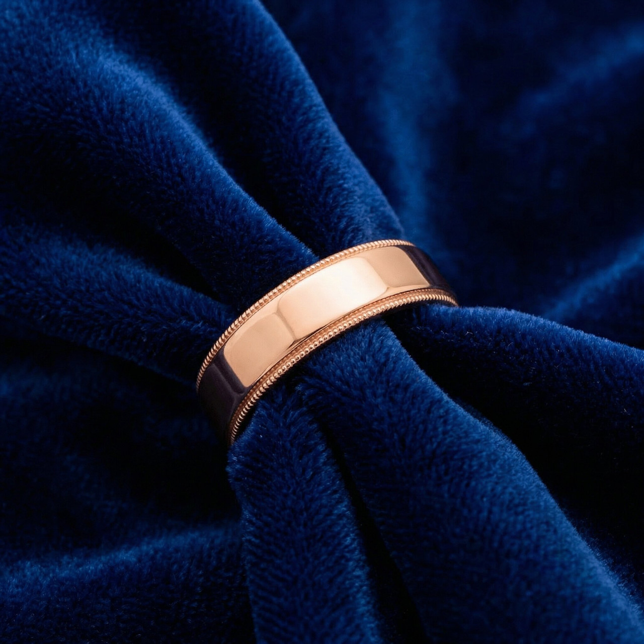 6mm Milgrain 14K Rose Gold Polished Wedding Band