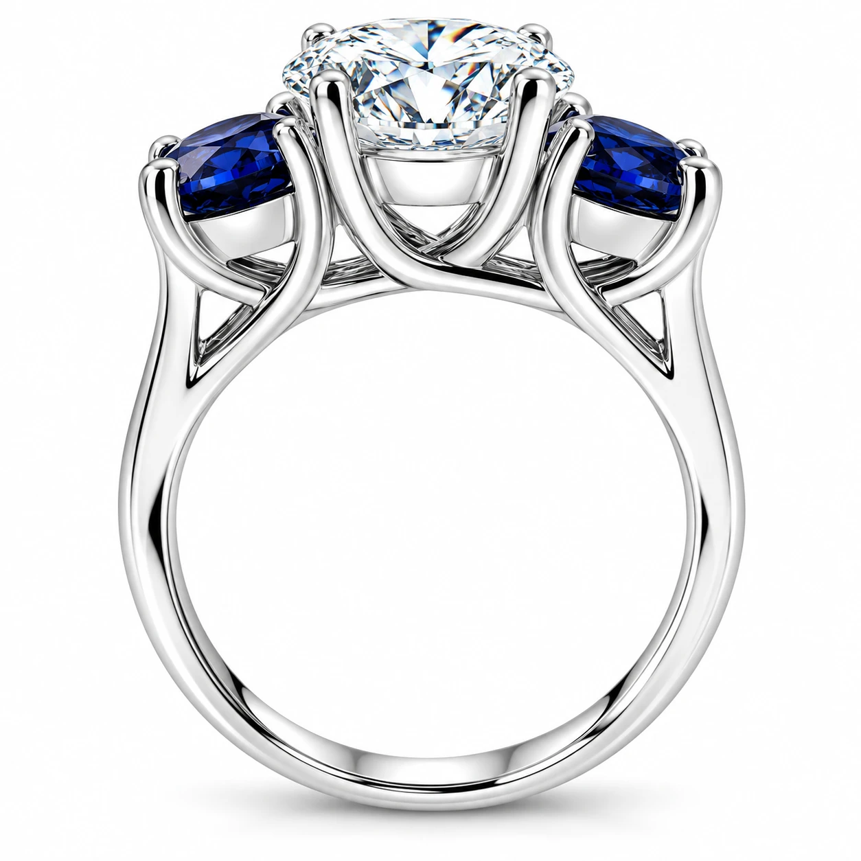 Certified 4Ct Diamond Blue Sapphire Engagement Ring 14k Gold Lab Grown (F-G, VS)