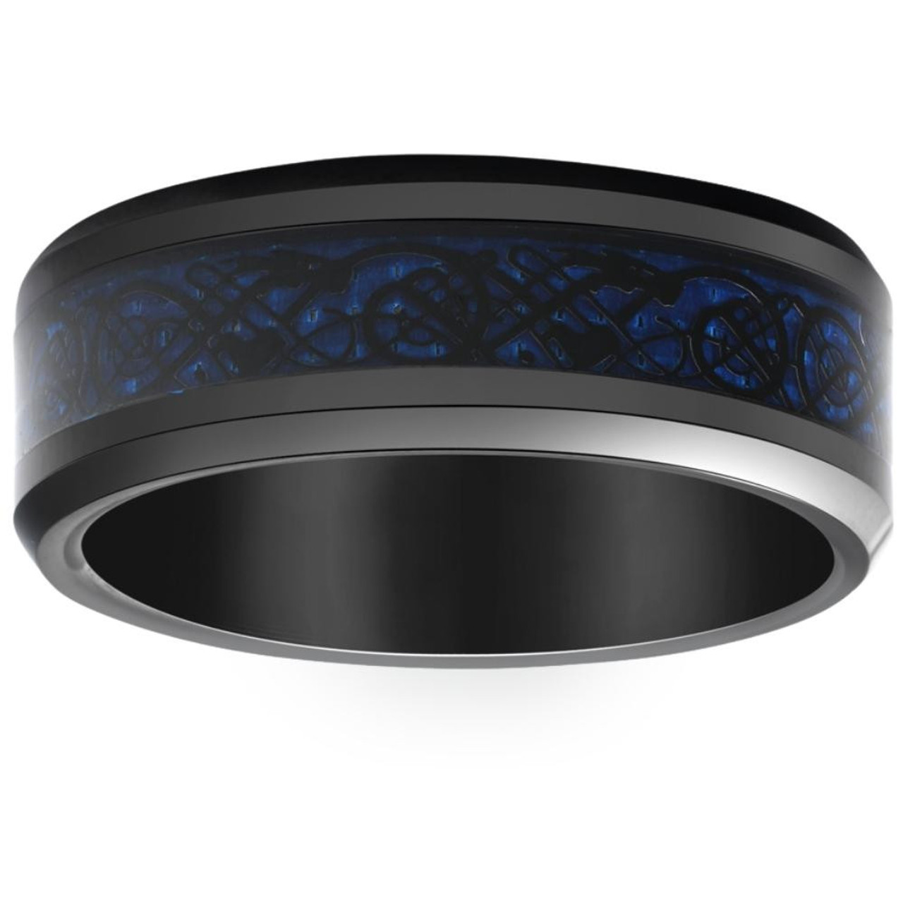 Men's Black Dragon Black Tungsten Ring 8mm Wedding Band Comfort Fit Ring