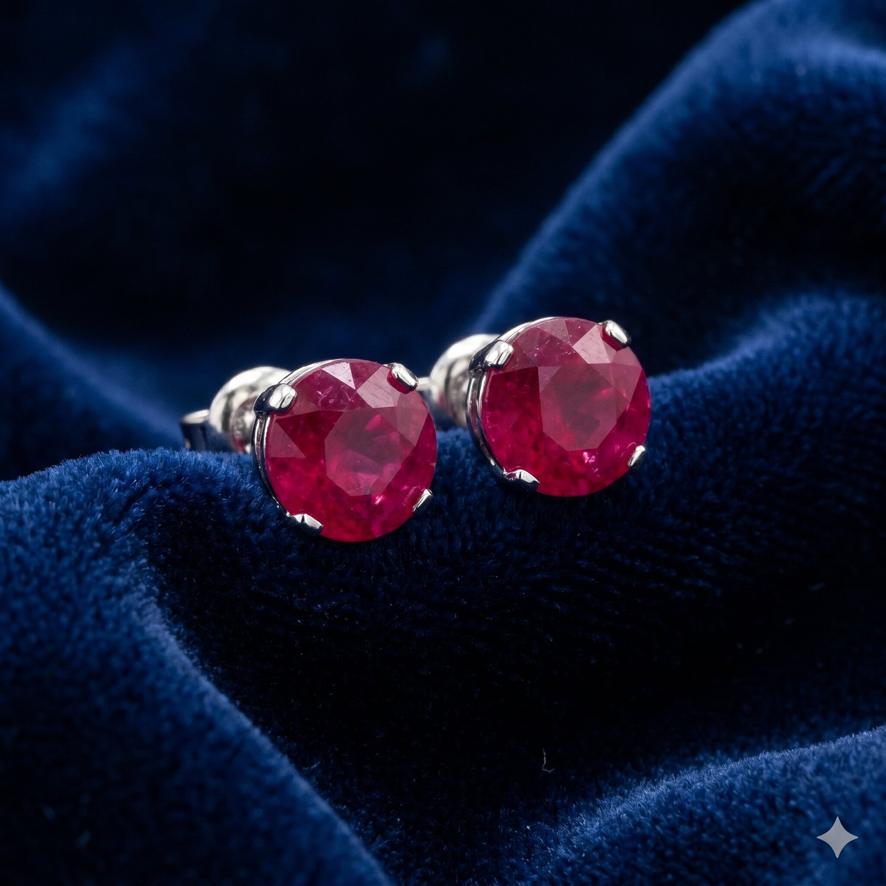 1/4ct Genuine Ruby Studs 14K White Gold