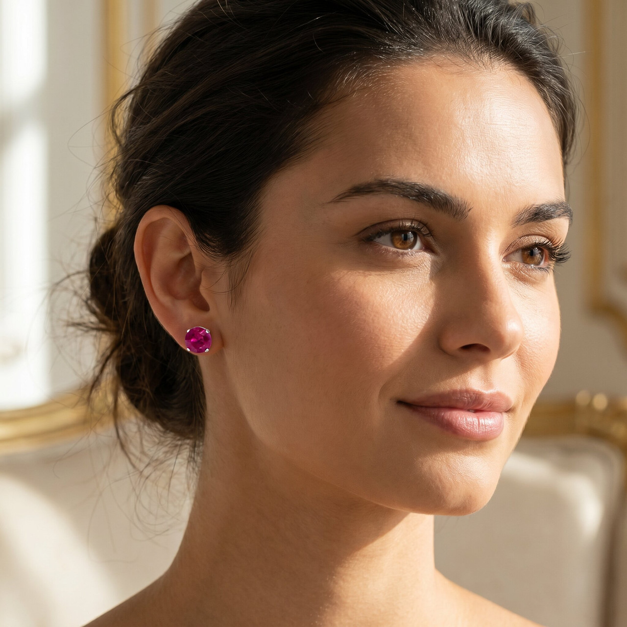 1/4ct Genuine Ruby Studs 14K White Gold