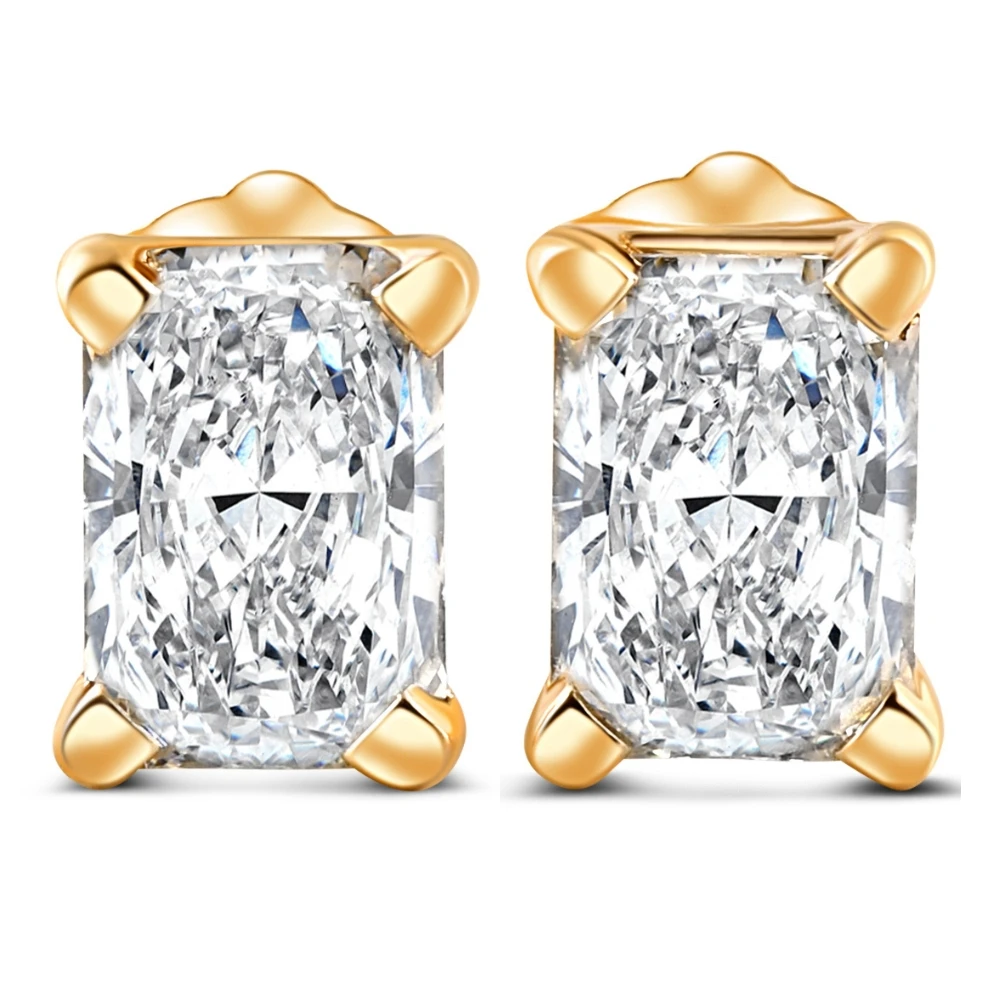1 - 4 Carat Radiant Cut Diamond Studs 14k White or Yellow Gold Lab Grown (G-H, VS2-SI1)
