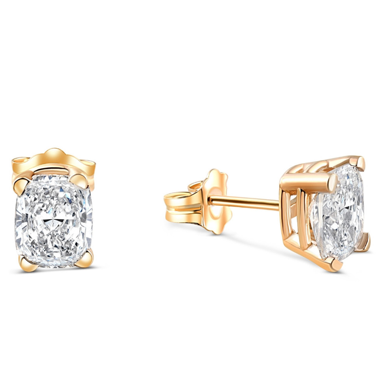1 - 4 Carat Cushion Cut Diamond Studs 14k White or Yellow Gold Lab Grown (G-H, VS2-SI1) 1 - 4 Carat Cushion Cut Diamond Studs 14k White or Yellow Gold Lab Grown (G-H, VS2-SI1)