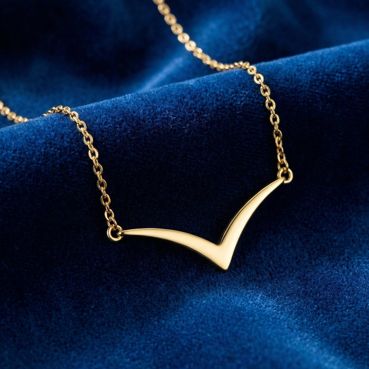 14k Yellow Gold 18" V Shape Chevron Necklace Delicate Pendant 1.2grams