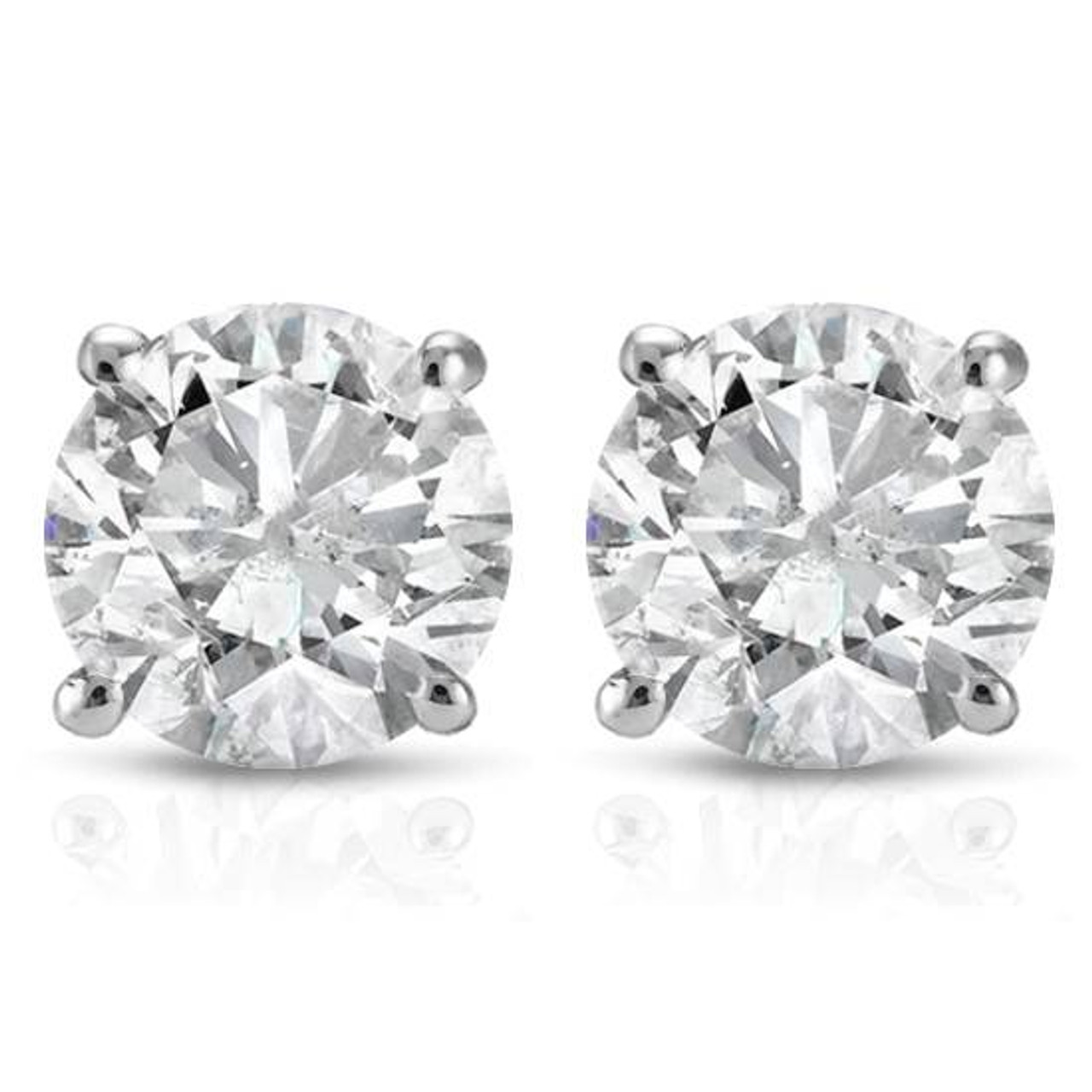 3/4ct Diamond Studs Screw Back 14K White Gold (G-H, I1)