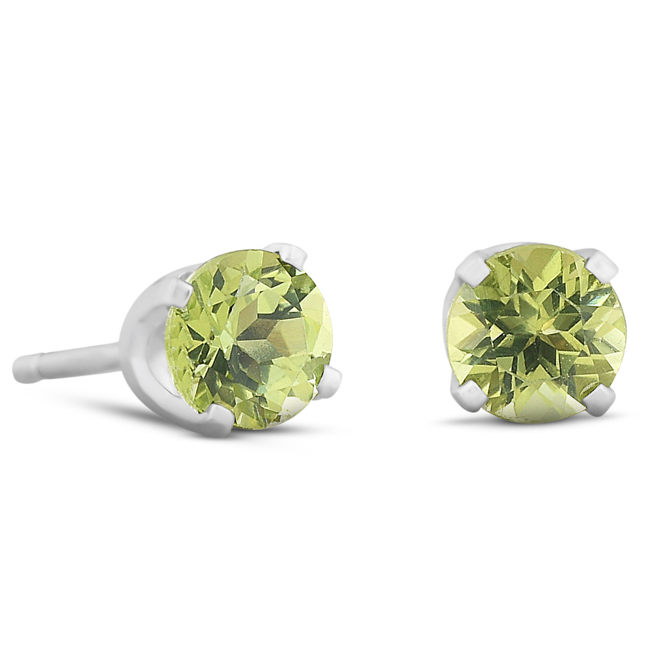 Peridot Studs 14K White Gold 4mm 1/2ct