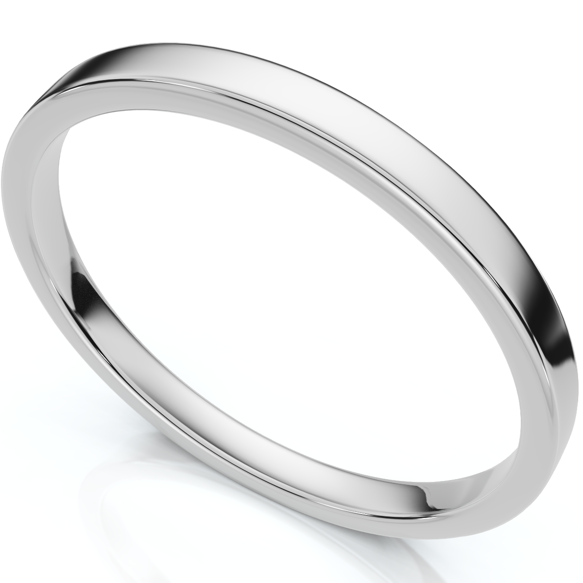 2mm Flat High Polished Wedding Band 14K