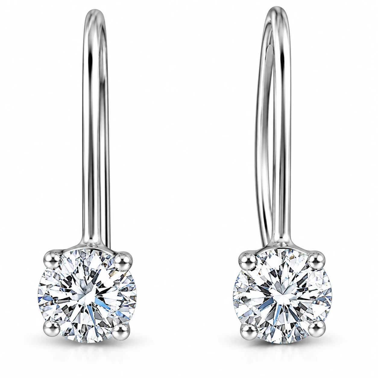 1 - 4 Ct Hoop Lever Back Diamond Studs Women's 14k Gold Earrings Lab Grown (G-H, VS2-SI1)