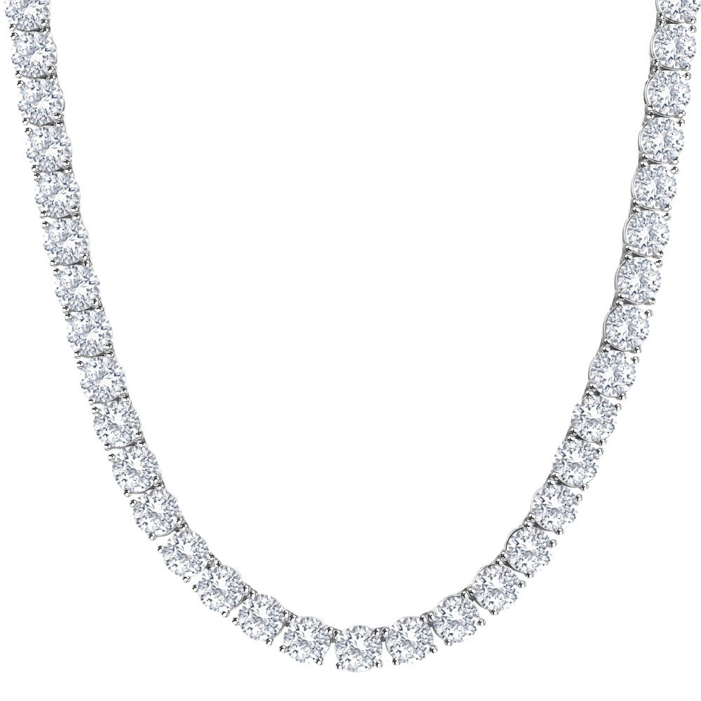 87.80Ct TW Diamond Tennis Necklace 14k White Gold 18" Lab Grown (F-G, VS)