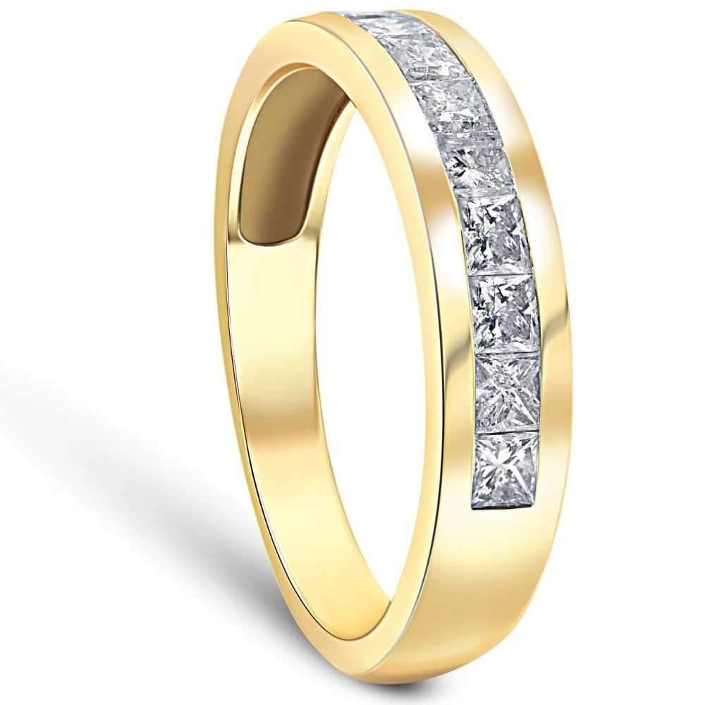 1ct Princess Cut Diamond Wedding Mens 14k Gold Ring (H-I, SI)