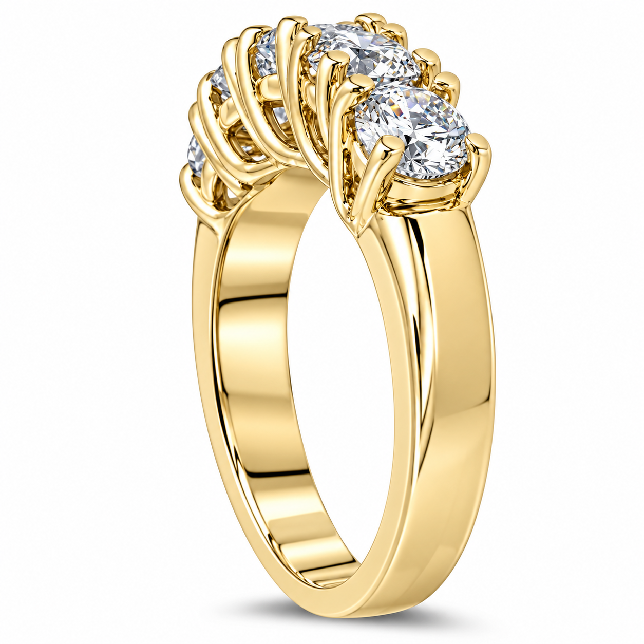 1 1/2ct Real Diamond Wedding Anniversary 14K Yellow Gold Ring (G-H, I1)