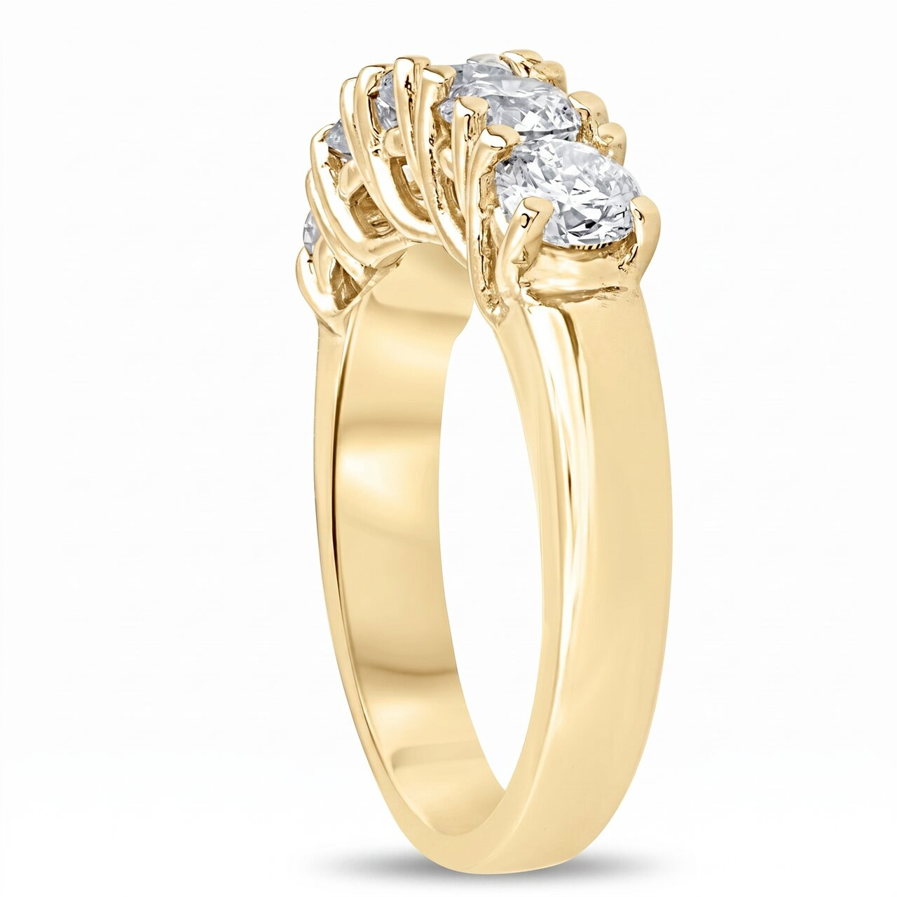 1 1/2ct Real Diamond Wedding Anniversary 14K Yellow Gold Ring (G-H, I1)