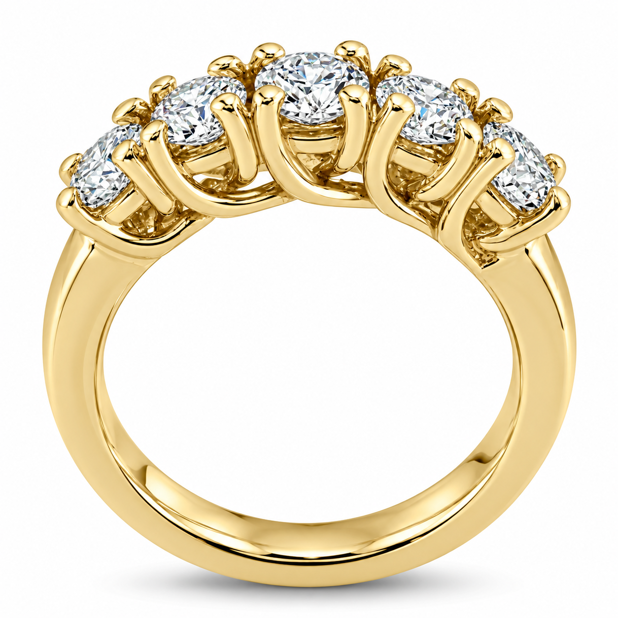 1 1/2ct Real Diamond Wedding Anniversary 14K Yellow Gold Ring (G-H, I1)