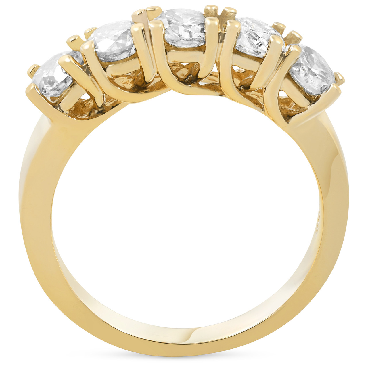 1 1/2ct Real Diamond Wedding Anniversary 14K Yellow Gold Ring