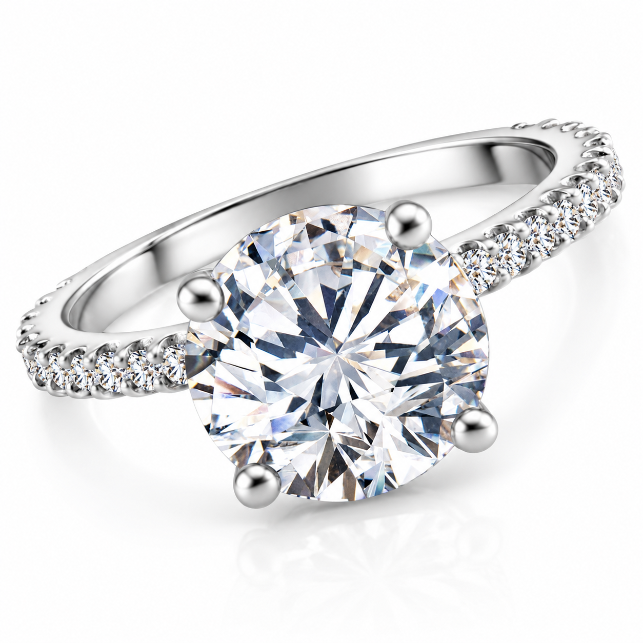 Certified 4 1/4Ct Diamond Engagement Ring 14k Gold Lab Grown With Sidestones (G-H, VS2-SI1)