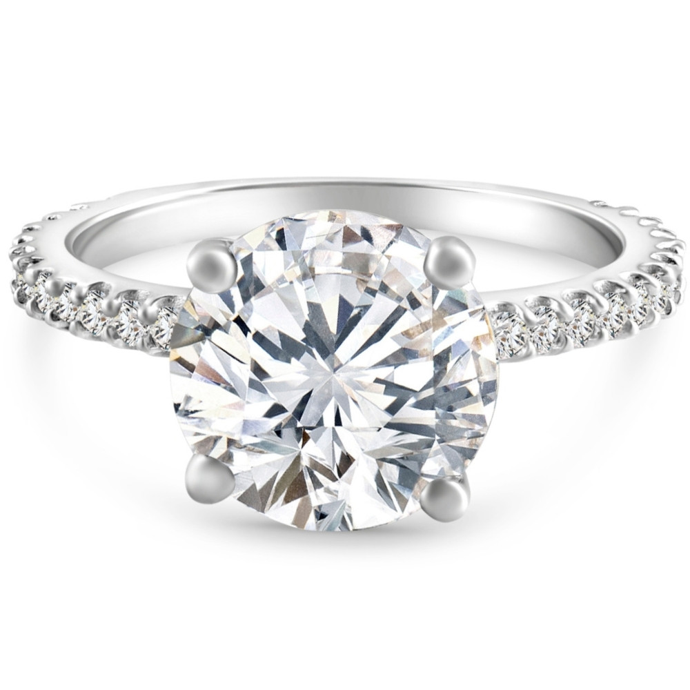 Certified 4 1/4Ct Diamond Engagement Ring 14k Gold Lab Grown With Sidestones (G-H, VS2-SI1)