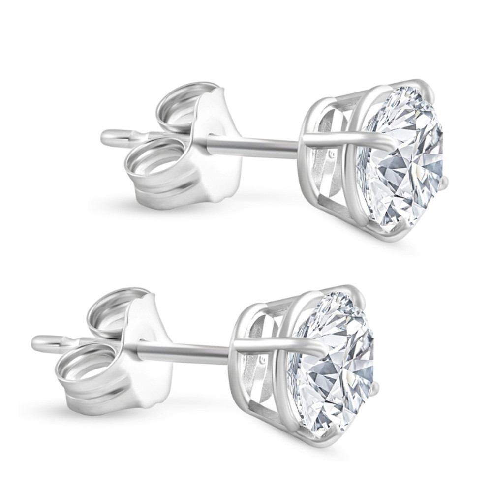 2 - 6 Ct TW Round Diamond Studs in 14k Gold Lab Grown Earrings (G-H, VS2-SI1)