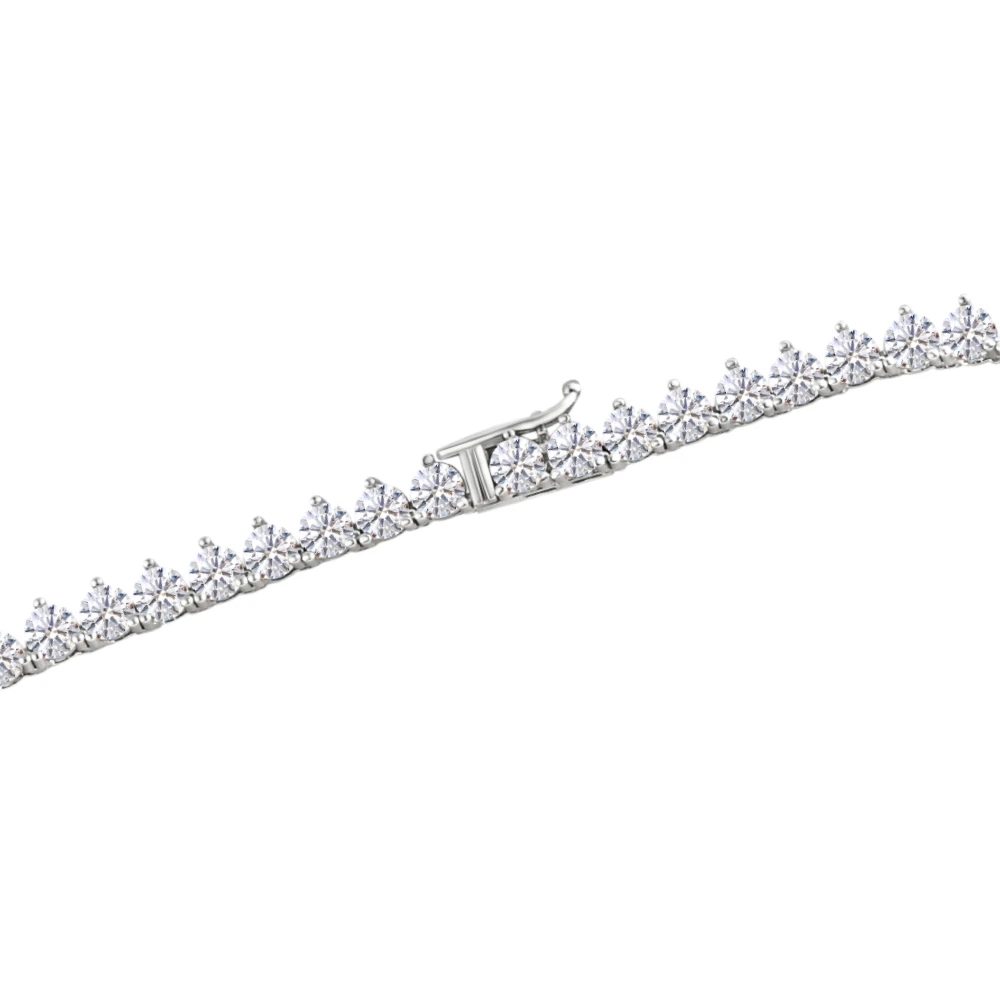26Ct Diamond Tennis Necklace 3-Prong 14k White Gold 18" Lab Grown (G-H, VS)