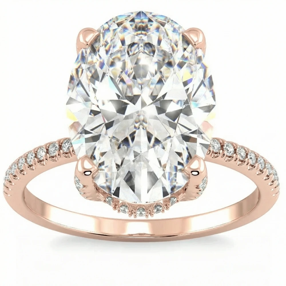 Certified 5.33Ct Oval Diamond Side Halo Engagement Ring 14k Gold Lab Grown (G-H, VS2-SI1)