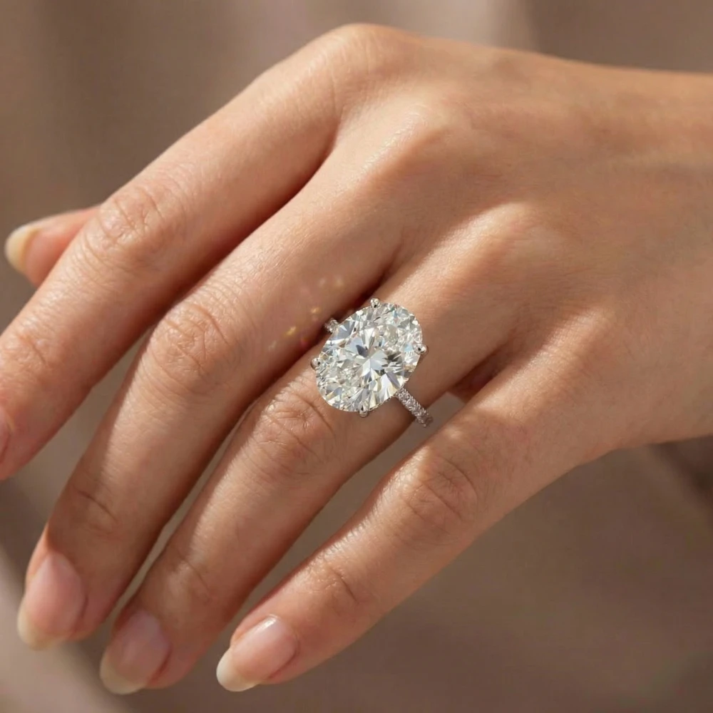 Certified 5.33Ct Oval Diamond Side Halo Engagement Ring 14k Gold Lab Grown (G-H, VS2-SI1)