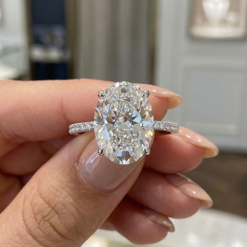 Certified 5.33Ct Oval Diamond Side Halo Engagement Ring 14k Gold Lab Grown (G-H, VS2-SI1)