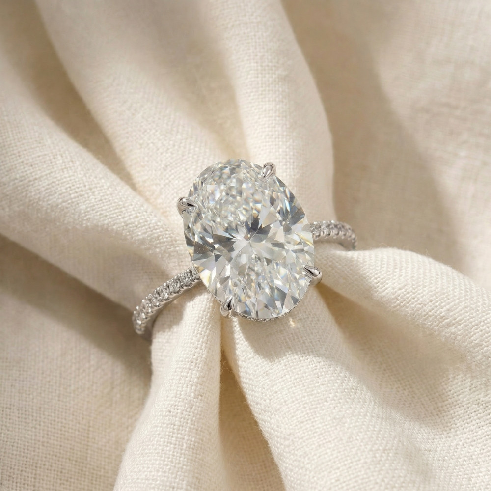 Certified 5.33Ct Oval Diamond Side Halo Engagement Ring 14k Gold Lab Grown (G-H, VS2-SI1)