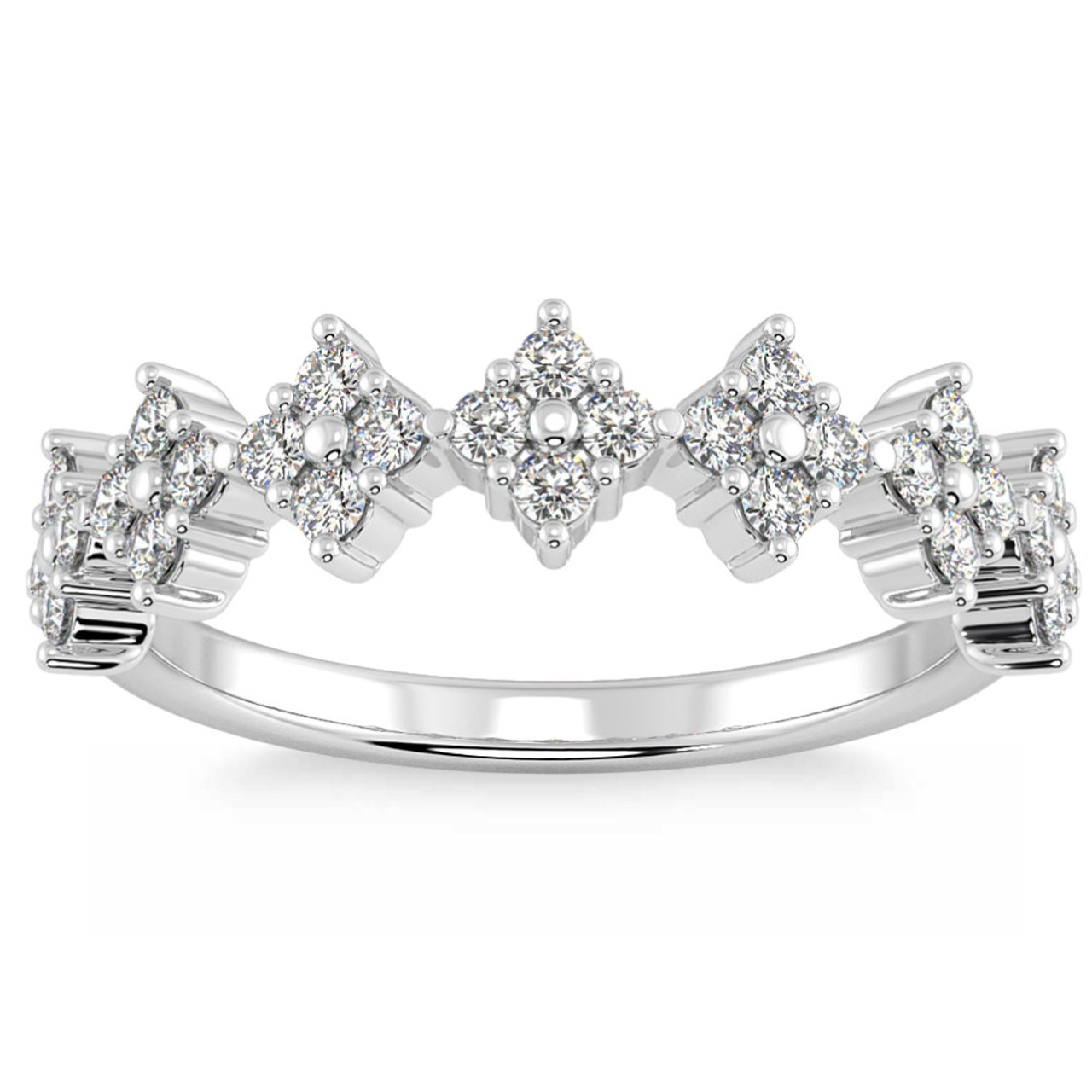 1/2Ct TW Round Cut Diamond Wedding Ring 14k Gold Stackable Band Lab Grown (G-H, VS2-SI1)