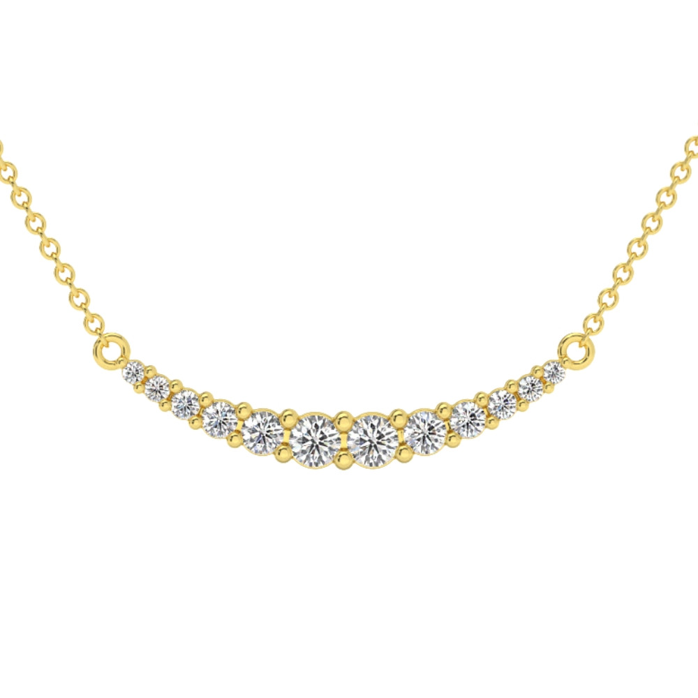 1/2Ct TW Diamond Graduated Bar Necklace 14k Gold Lab Grown Pendant 28mm (G-H, VS)