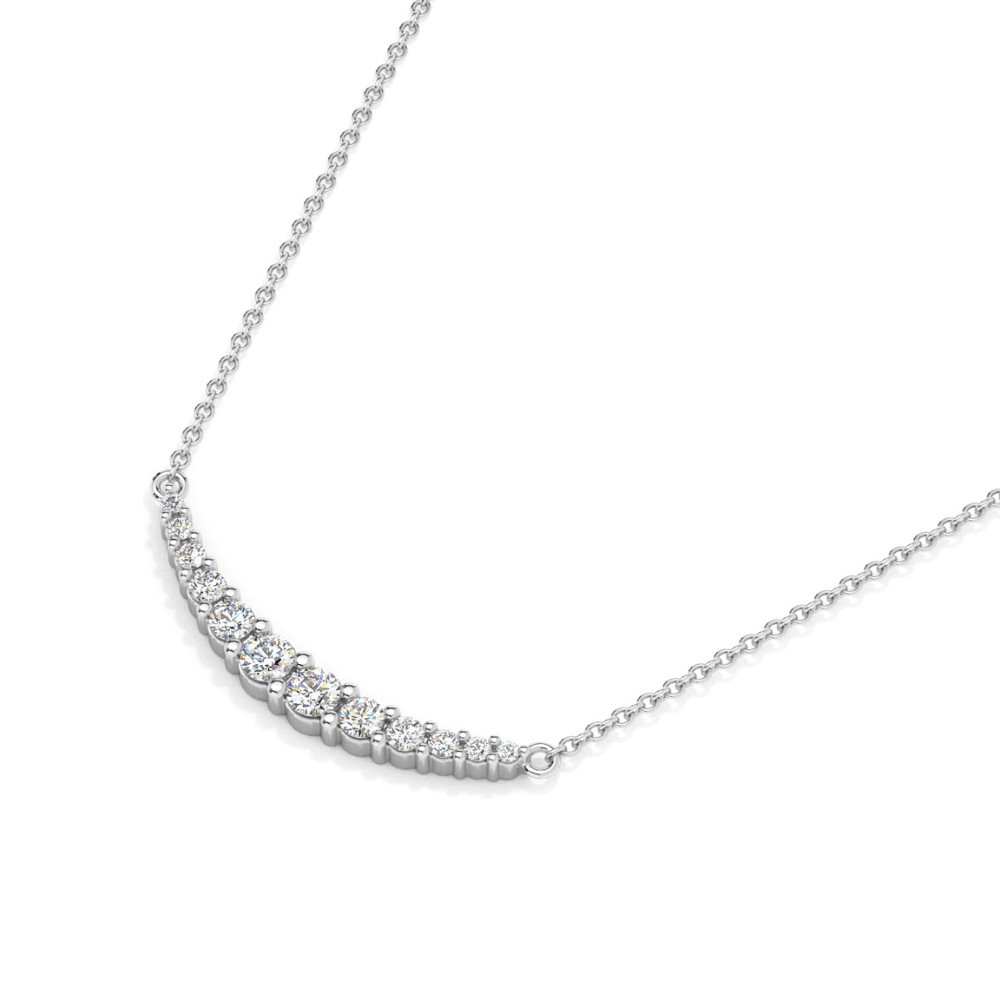 1/2Ct TW Diamond Graduated Bar Necklace 14k Gold Lab Grown Pendant 28mm (G-H, VS)