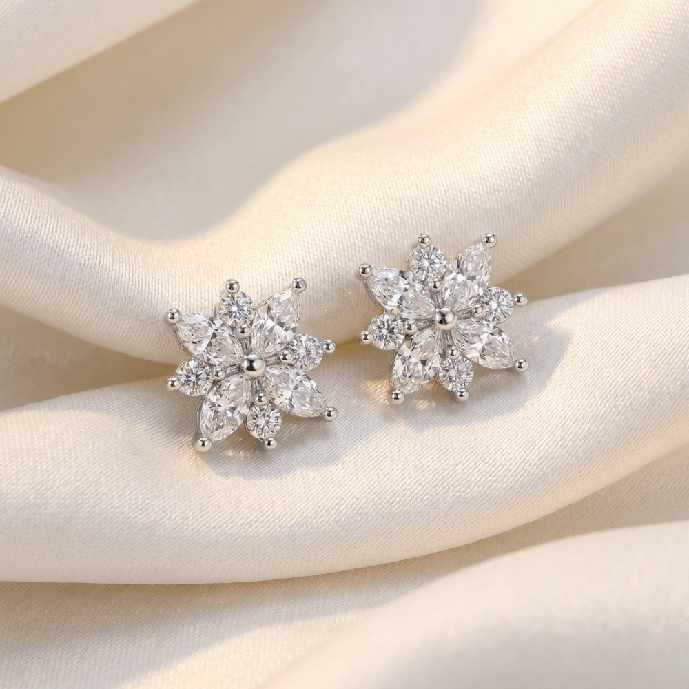 1/2Ct Marquise Star Diamond Earrings 14k Gold Earrings Lab Grown (F-G, VS)
