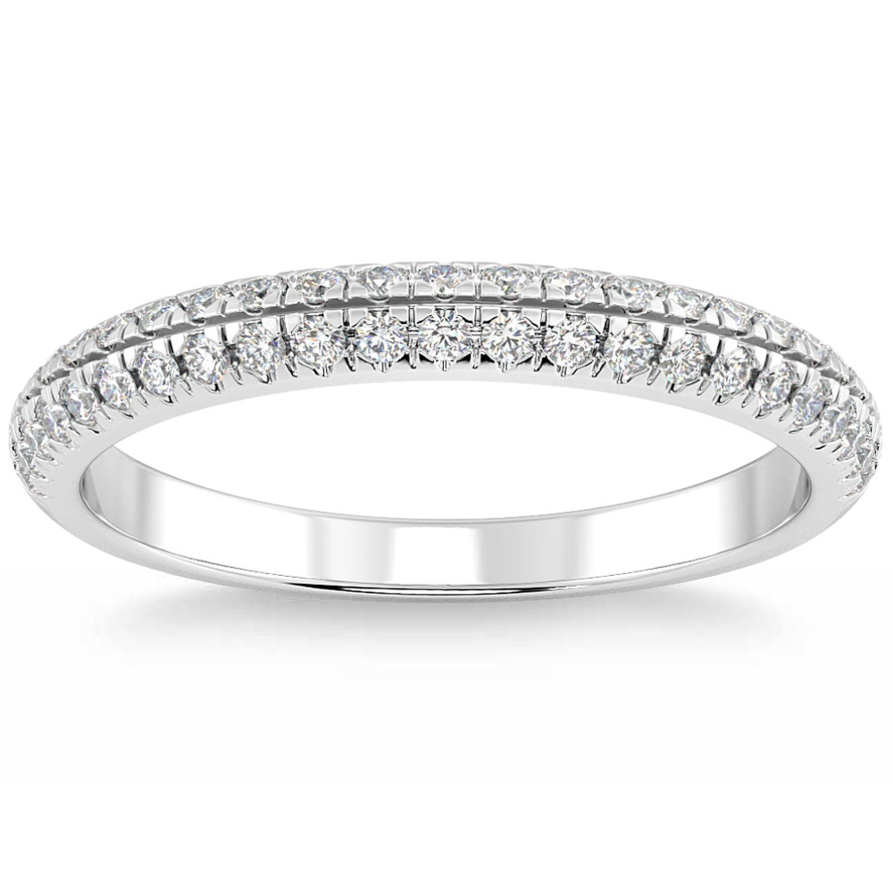 1/2Ct Pave Diamond Wedding Ring 14k Gold Stackable Band Lab Grown (F-G, VS)