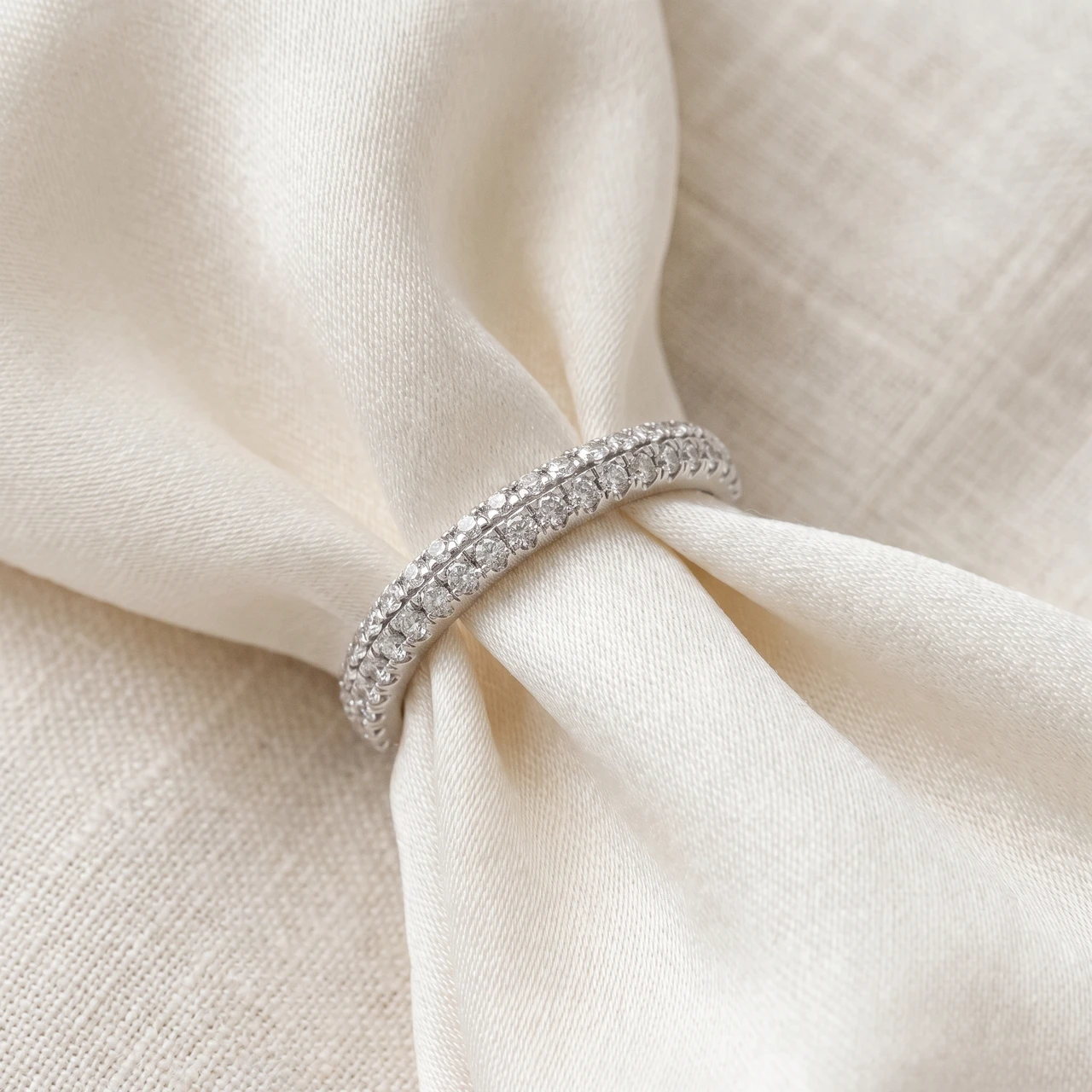 1/2Ct Pave Diamond Wedding Ring 14k Gold Stackable Band Lab Grown (F-G, VS)