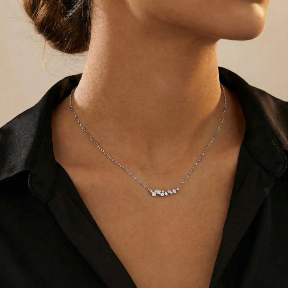 1Ct TW Diamond Mixed Fancy Shape Designer Necklace 14k Gold Lab Grown Pendant (G-H, VS)