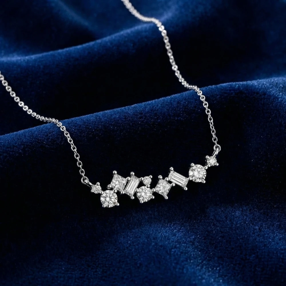 1Ct TW Diamond Mixed Fancy Shape Designer Necklace 14k Gold Lab Grown Pendant (G-H, VS)