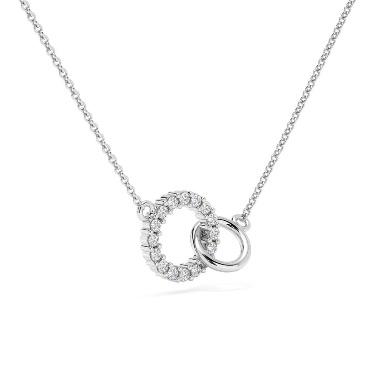 1/3Ct Mini Duet Circle Diamond Necklace 14k Gold Pendant Lab Grown 18" (G-H, VS) 1/3Ct Mini Duet Circle Diamond Necklace 14k Gold Pendant Lab Grown 18" (G-H, VS)
