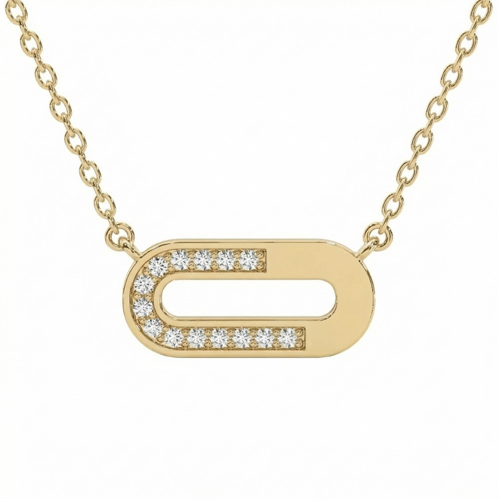Diamond Paper Pendant 14k Gold 18" Necklace Lab Grown 1/2" Wide (G-H, VS)