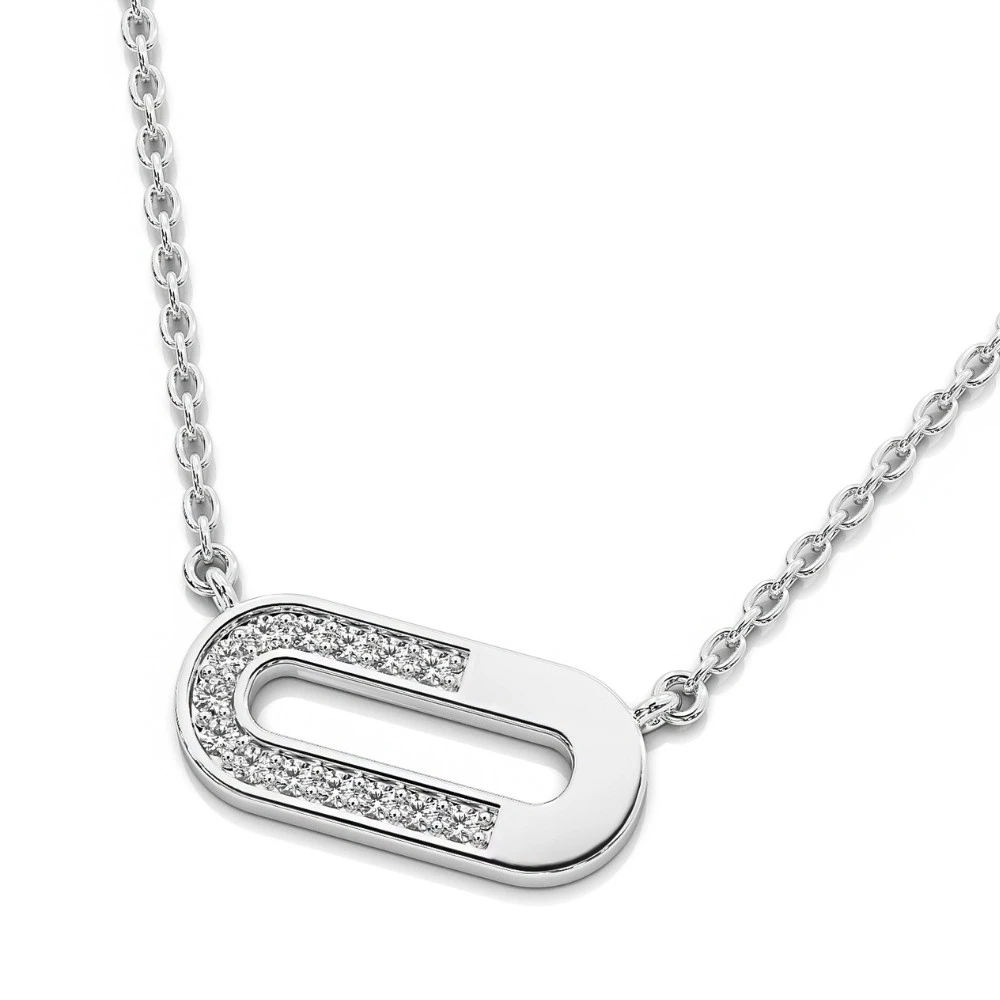 Diamond Paper Pendant 14k Gold 18" Necklace Lab Grown 1/2" Wide (G-H, VS)